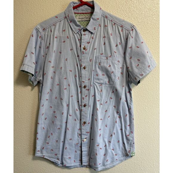 Sovereign Code Mens Sz S Button-Up Shirt Watermelon Print Summer Vacation Resort - Picture 1 of 10